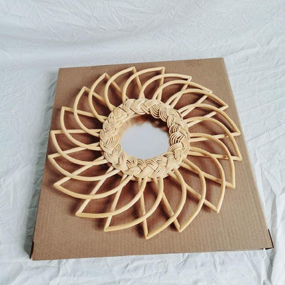 Rattan Floral Mirror