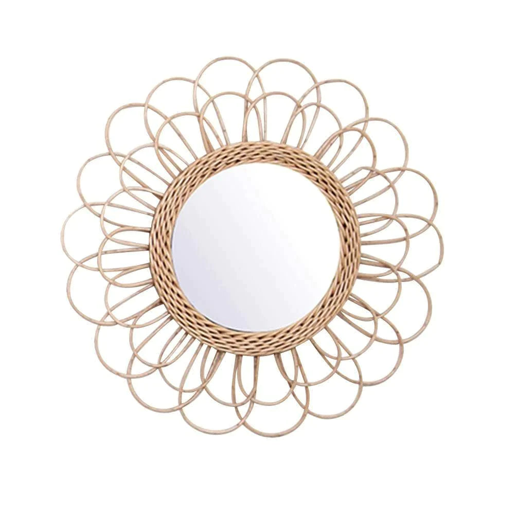 Rattan Sunflower Circular Wall Mirror