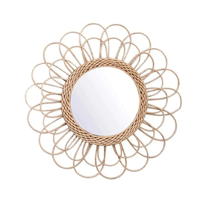 Rattan Sunflower Circular Wall Mirror