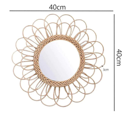 Rattan Sunflower Circular Wall Mirror