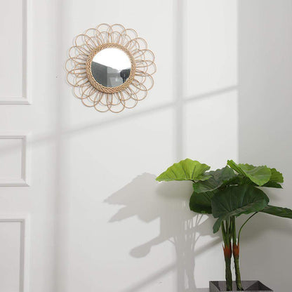 Rattan Sunflower Circular Wall Mirror