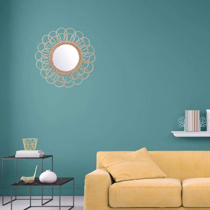 Rattan Sunflower Circular Wall Mirror