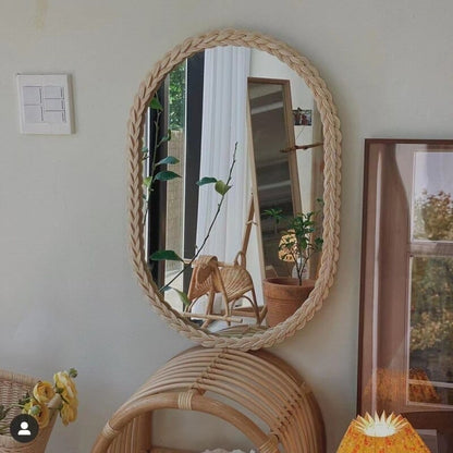 Rattan Woven Accent Mirror