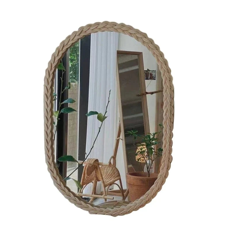 Rattan Woven Accent Mirror