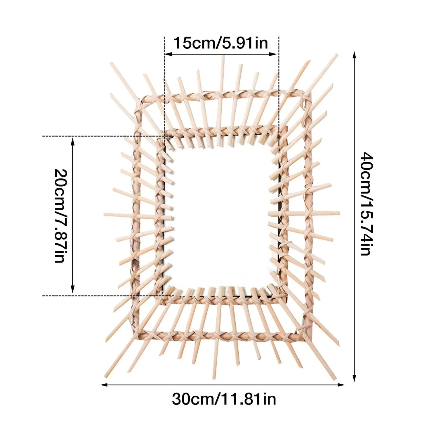 Rectangle Rattan Mirror