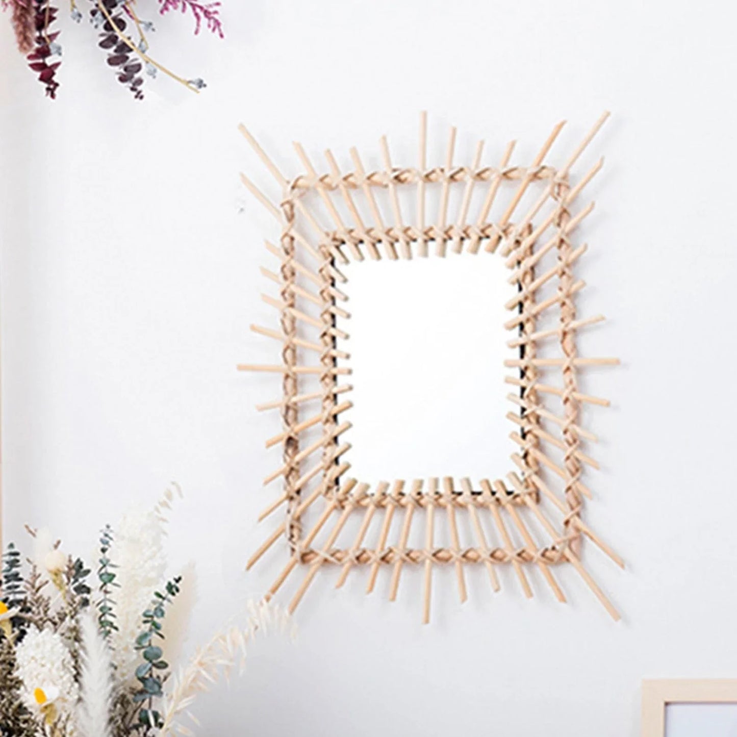 Rectangle Rattan Mirror