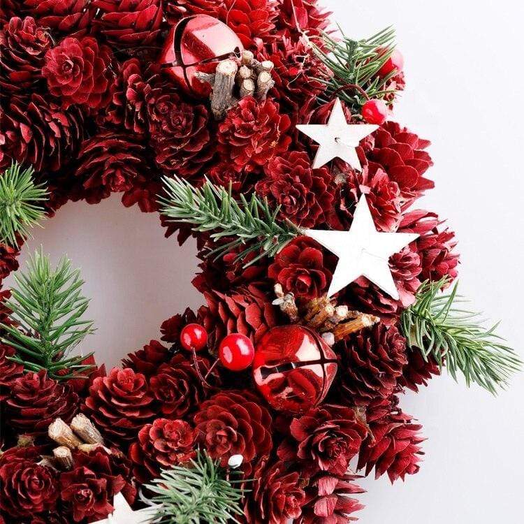 Red Pine Cone Artificial Christmas Wreath