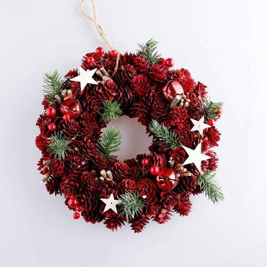 Red Pine Cone Artificial Christmas Wreath