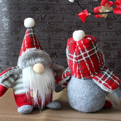 Red and Gray Striped Santa Gnome