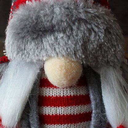 Red and Gray Striped Santa Gnome