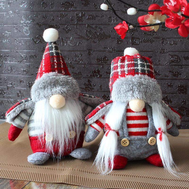 Red and Gray Striped Santa Gnome