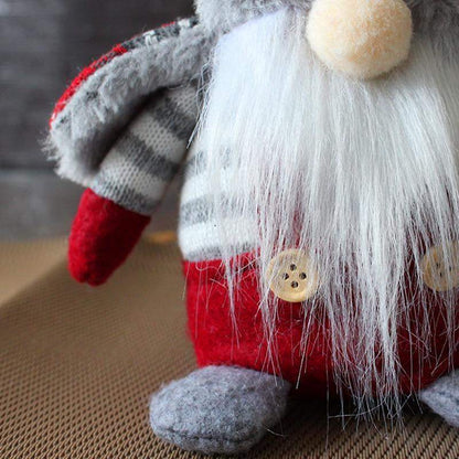 Red and Gray Striped Santa Gnome