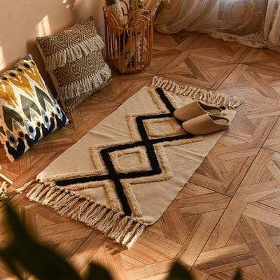 Retro Bohemian Tasseled Carpet Coarse Mat Rugs