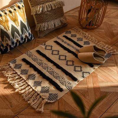 Retro Bohemian Tasseled Carpet Coarse Mat Rugs