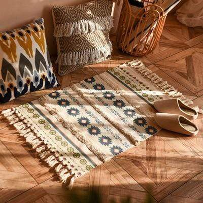 Retro Bohemian Tasseled Carpet Coarse Mat Rugs