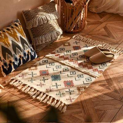 Retro Bohemian Tasseled Carpet Coarse Mat Rugs