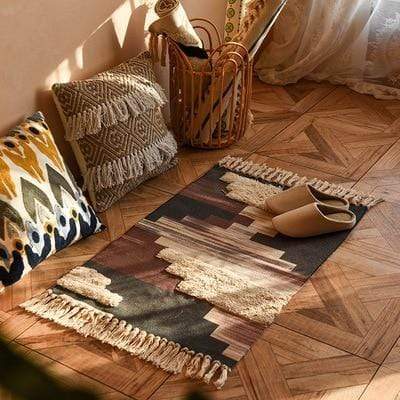 Retro Bohemian Tasseled Carpet Coarse Mat Rugs