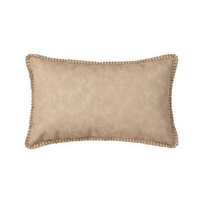 Retro Elegance Leather Accent Pillowcase