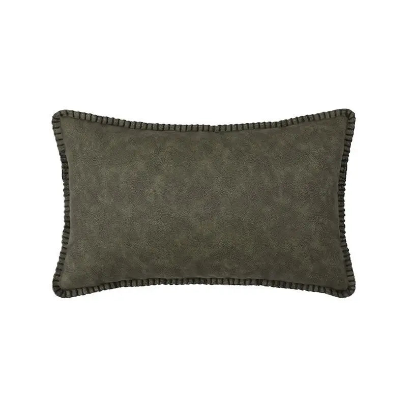 Retro Elegance Leather Accent Pillowcase