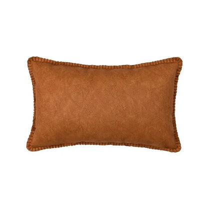 Retro Elegance Leather Accent Pillowcase