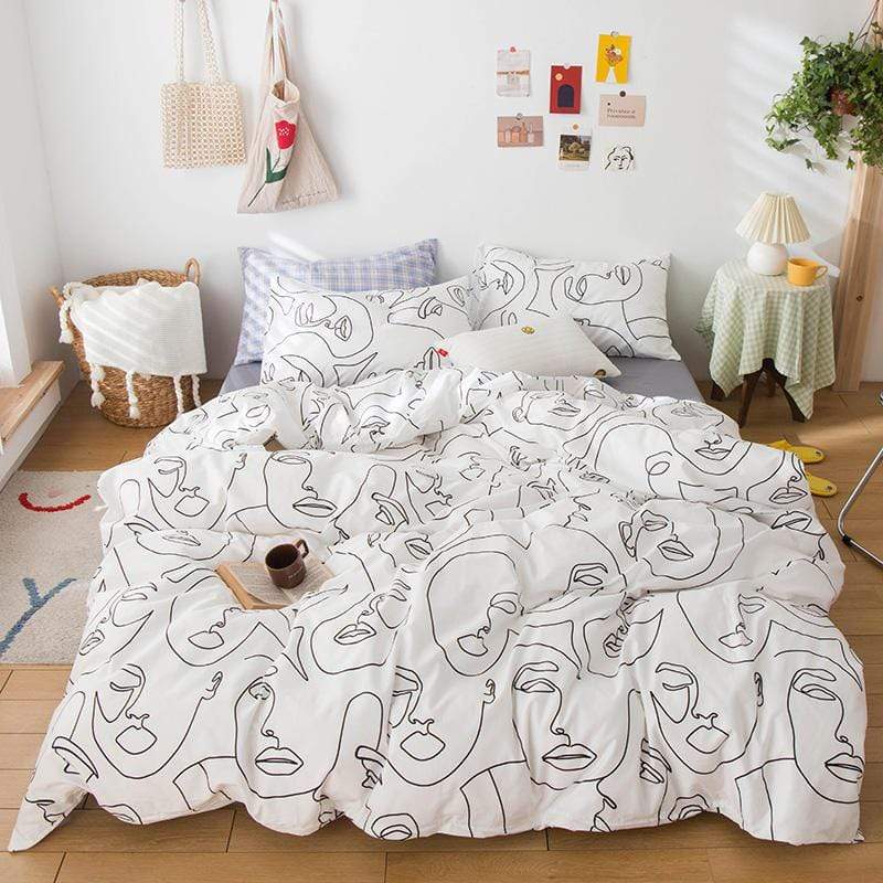 Reversible Abstract Face Bedding Set Duvet Covers & Sets