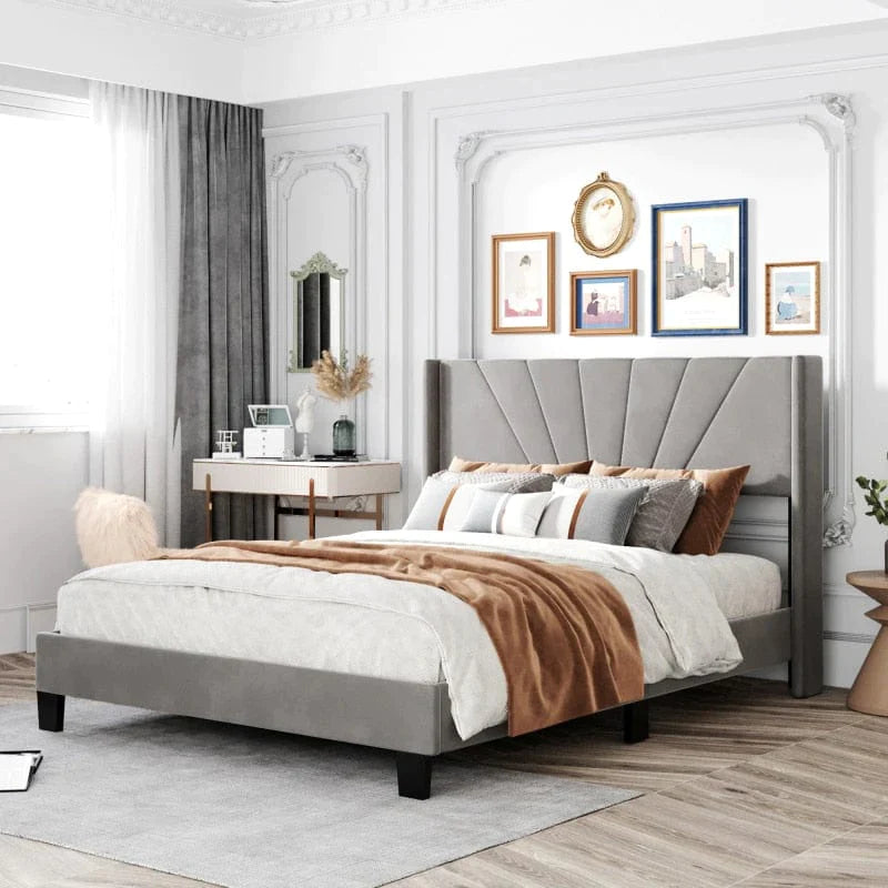 Riley Upholstered Platform Bed with Tufted Headboard