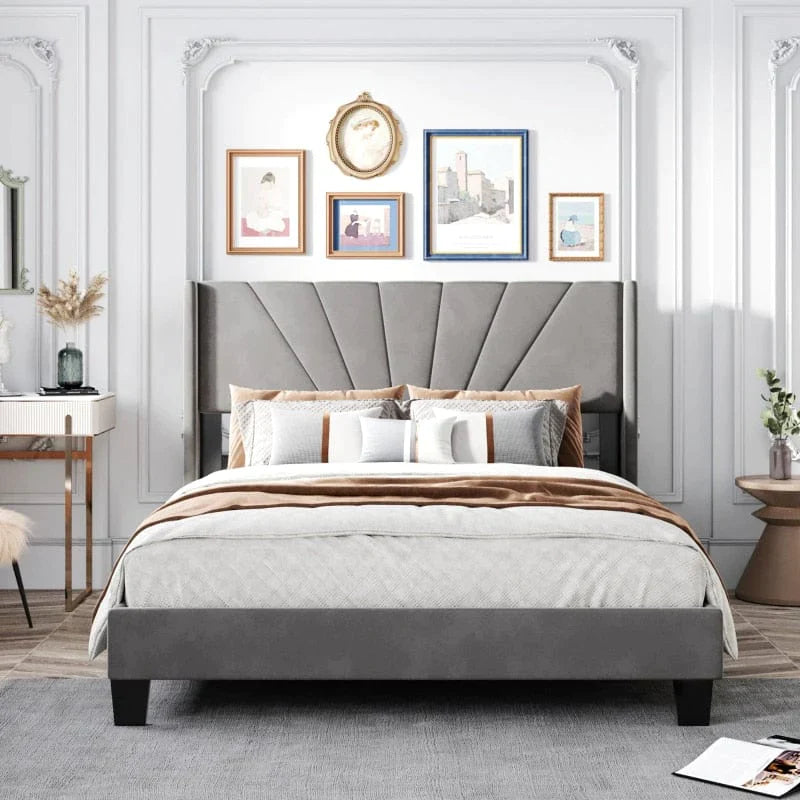 Riley Upholstered Platform Bed with Tufted Headboard