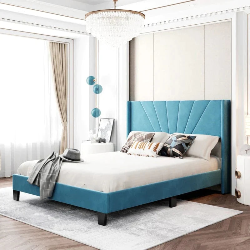 Riley Upholstered Platform Bed with Tufted Headboard