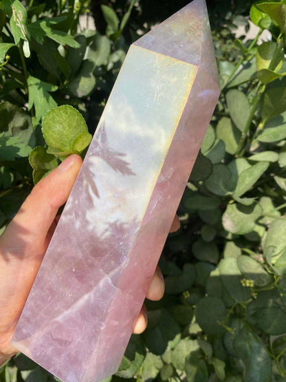 Rose Aura Crystal Point Wand