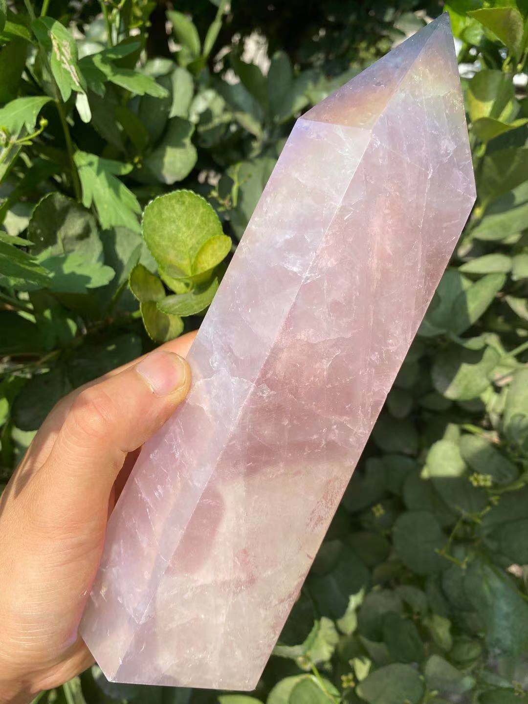 Rose Aura Crystal Point Wand