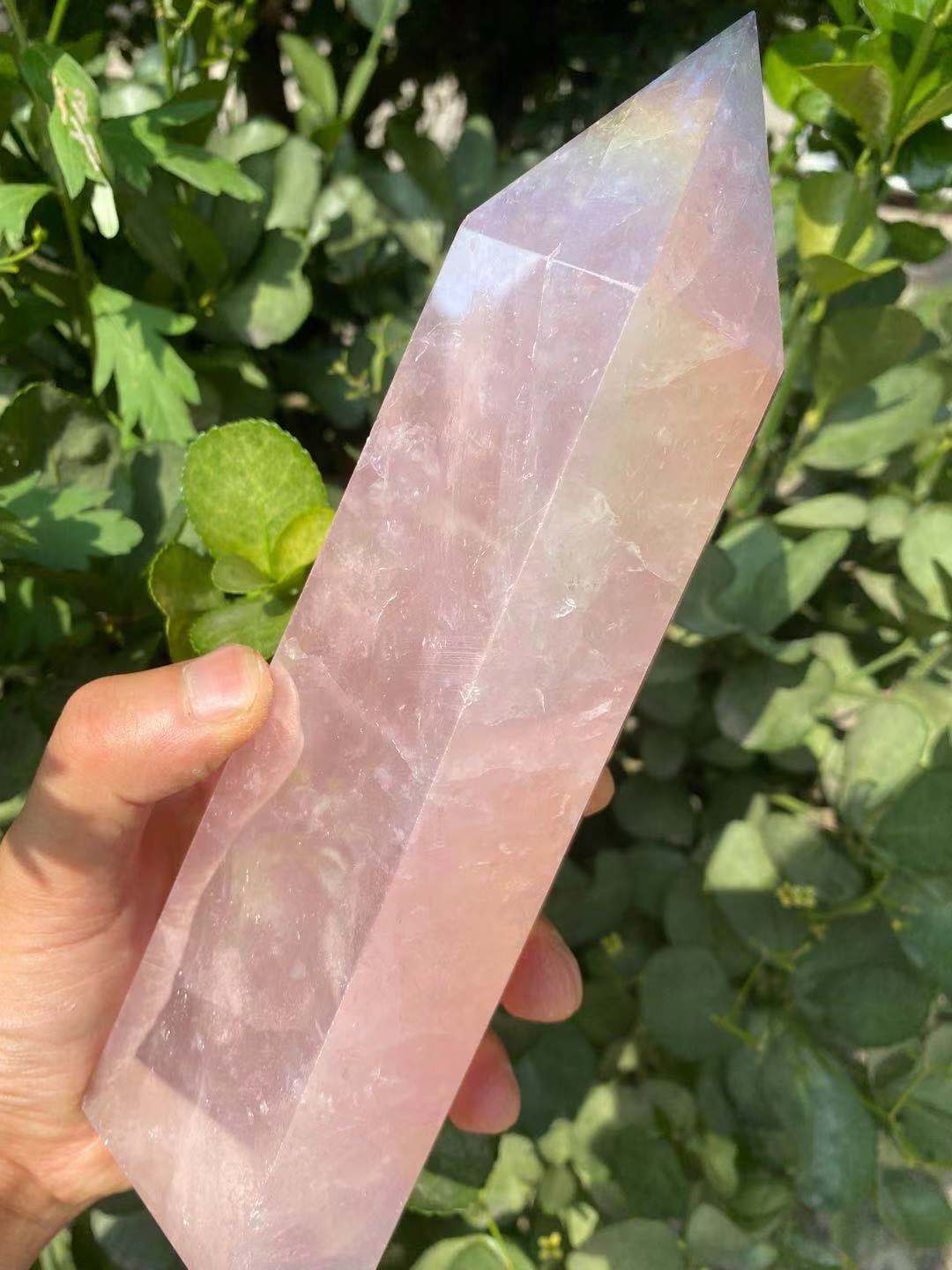 Rose Aura Crystal Point Wand