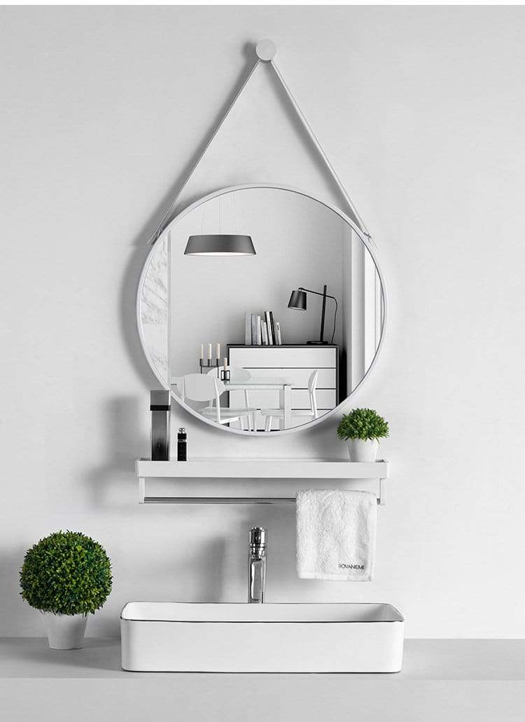 Round Mirror with Shelf