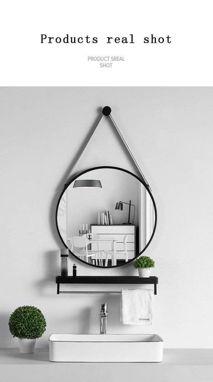 Round Mirror with Shelf