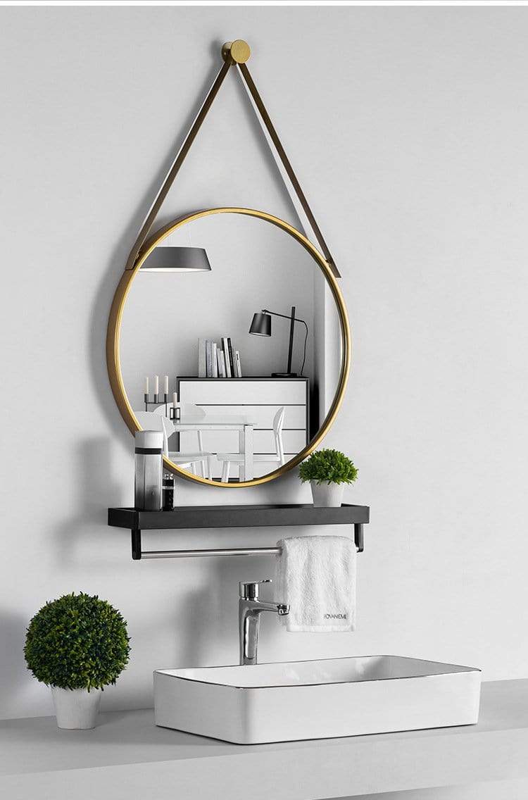 Round Mirror with Shelf