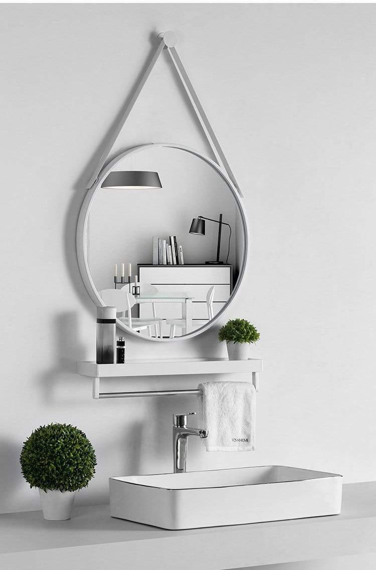 Round Mirror with Shelf