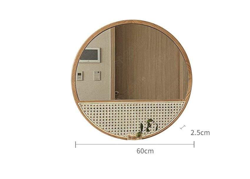 Round Rattan Mirror