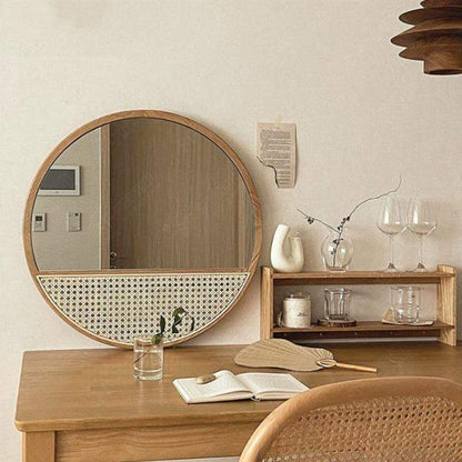 Round Rattan Mirror