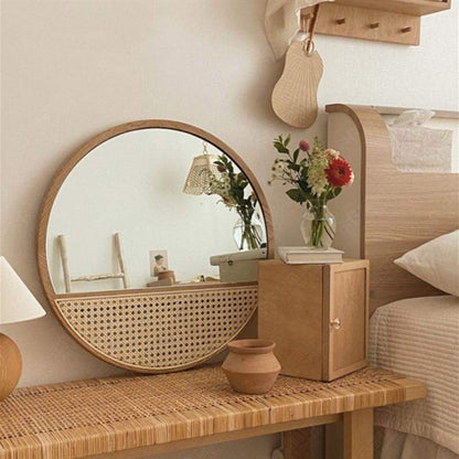 Round Rattan Mirror