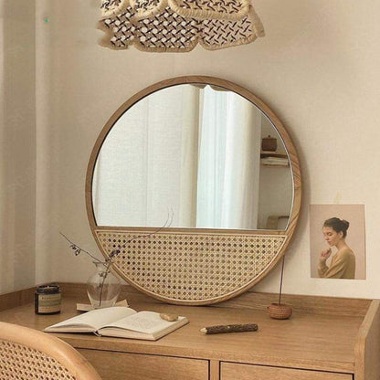 Round Rattan Mirror