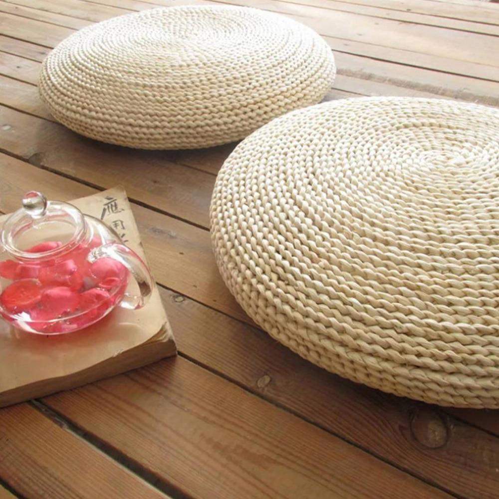 Round Tatami Hand-made Straw Cushion