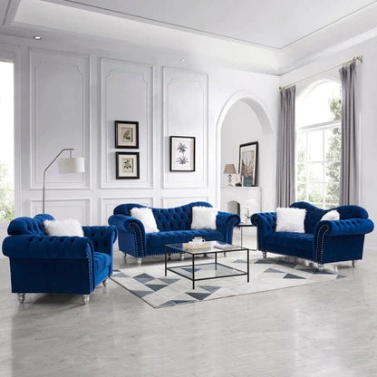 Royal Blue 3-Piece Sofa Set