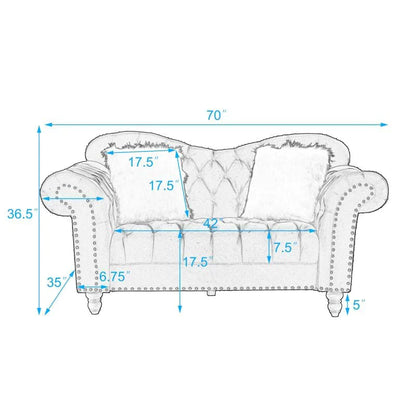 Royal Blue 3-Piece Sofa Set