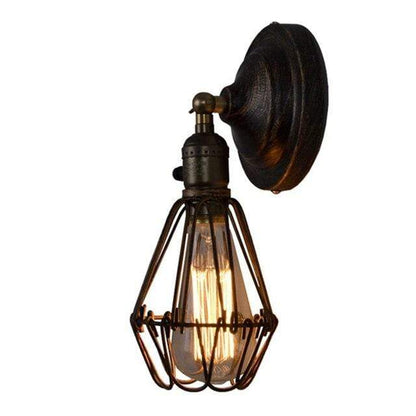 Rust Metal Cage Sconce Lamp