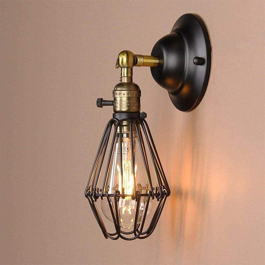 Rust Metal Cage Sconce Lamp