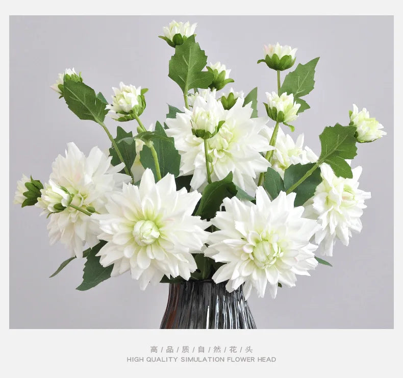 NordDahl Triple Bloom Artificial Dahlia Stem