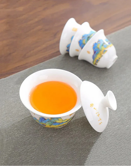 Portable Chinese Tea Set with Gaiwan and Cups