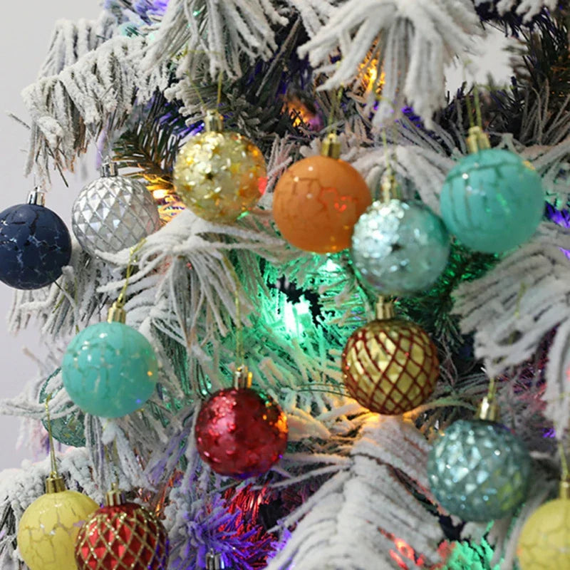 Decoración de árbol de bolas de Navidad con patrón mixto de 12 piezas