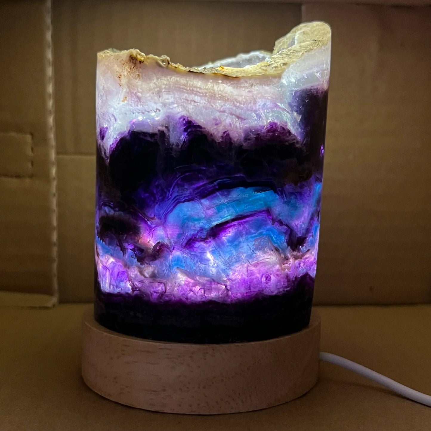 Natural Rainbow Fluorite Crystal Lamp