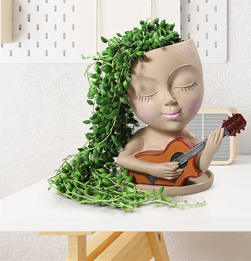 Guitar Lady Flowerpot