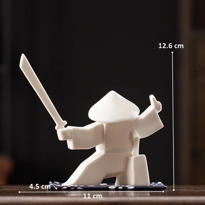 Ceramic Samurai Figurine - Geometric Oriental Desk Decor Ceramic Decor Ceramic Samurai Figurine Figurine Home decor Japanese Decor Living Room Modern Decor